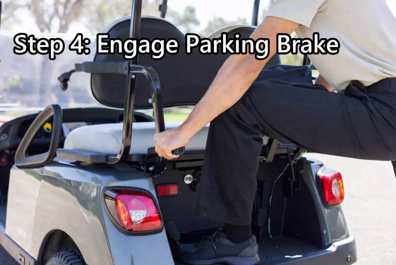 Engage the parking brake (hand lever or foot pedal)
