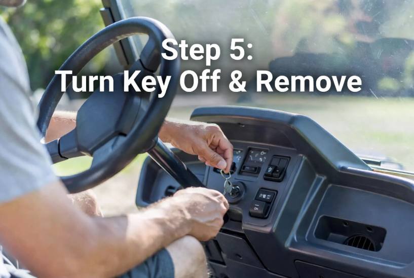 Turn the key to Off and remove it.