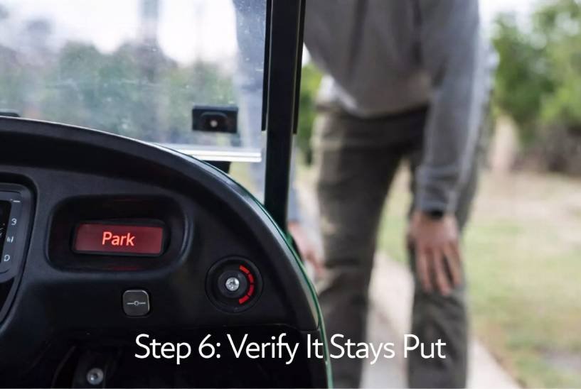 Give the cart a gentle push or rock to confirm it does not move
